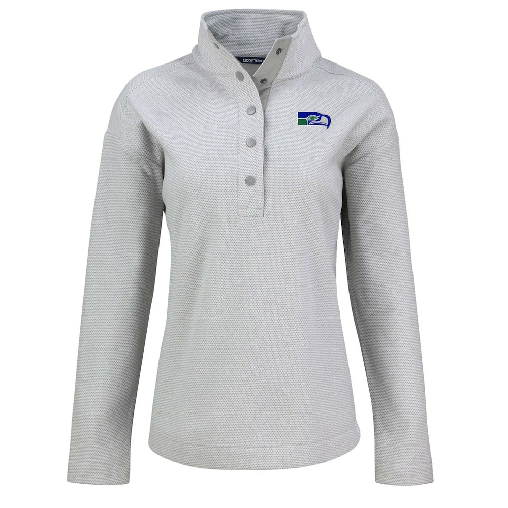 Seattle Seahawks Cutter & Buck Women's Hunts Point Eco Half-Snap Sweatshirt Gray | NFL