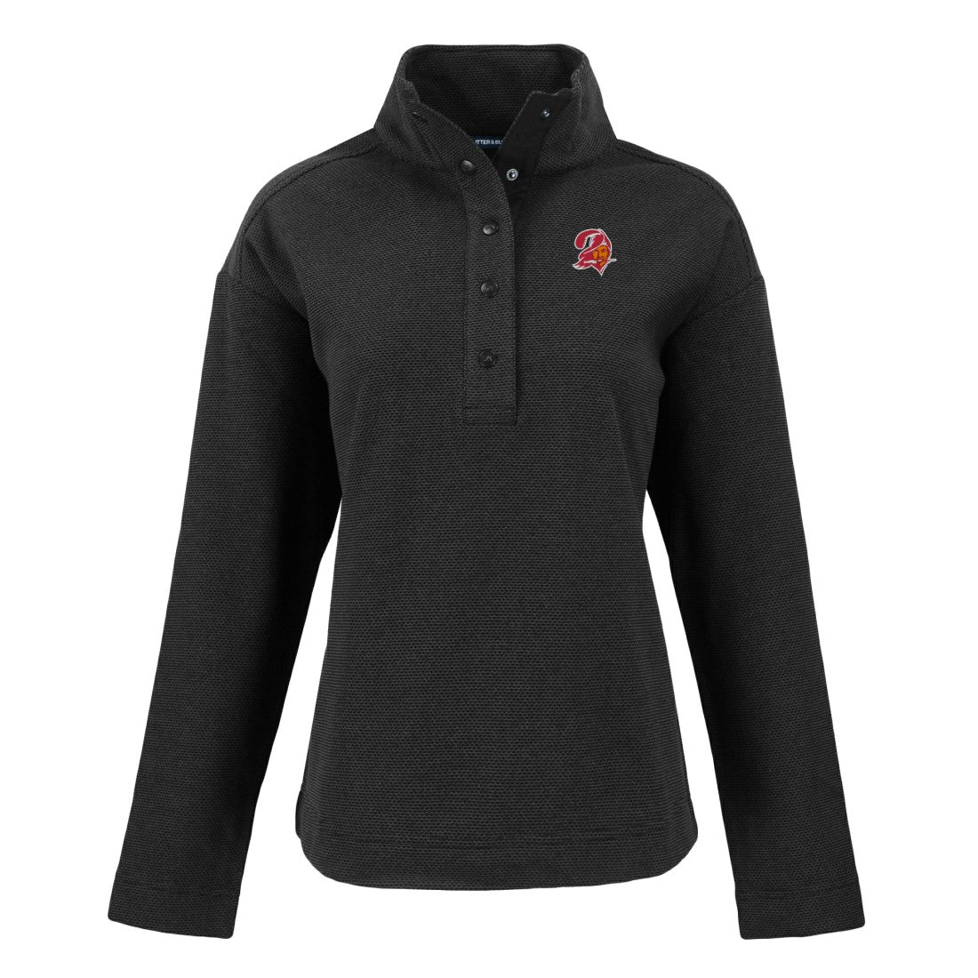 Tampa Bay Buccaneers Cutter & Buck Women's Hunts Point Eco Half-Snap Sweatshirt Black | NFL