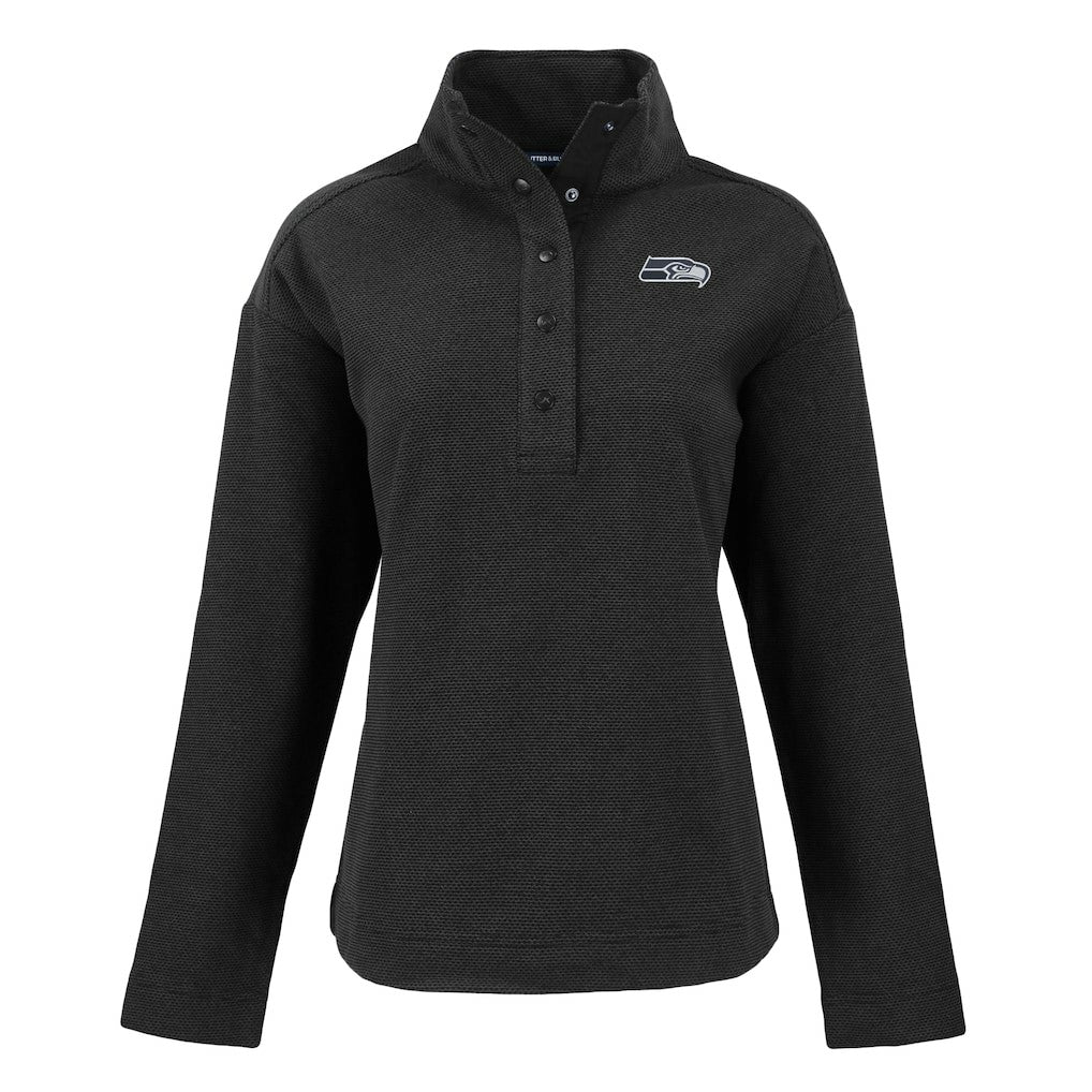 Seattle Seahawks Cutter & Buck Women's Hunts Point Eco Half-Snap Sweatshirt Black | NFL