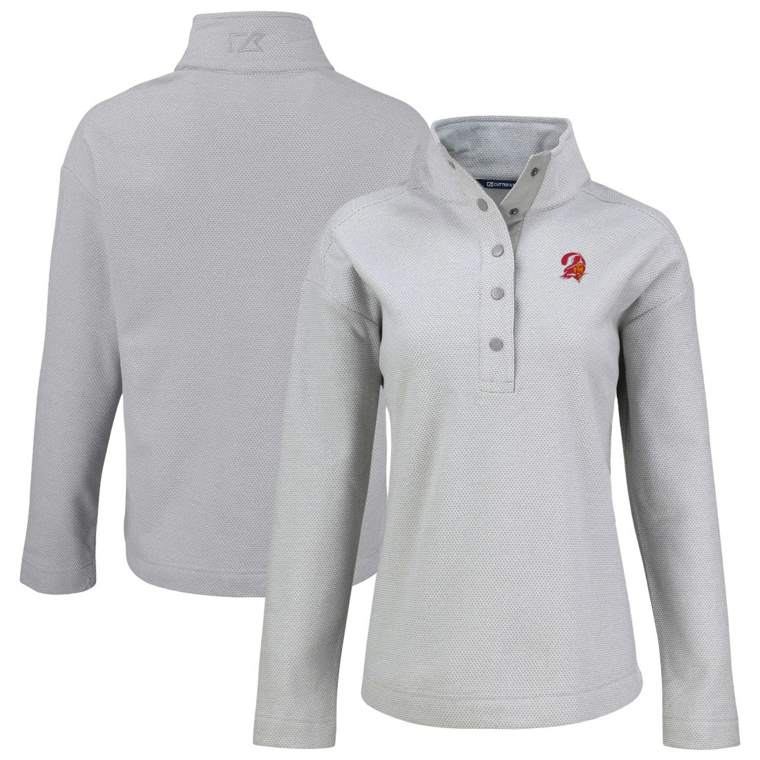 Tampa Bay Buccaneers Cutter & Buck Women's Hunts Point Eco Half-Snap Sweatshirt Gray | NFL