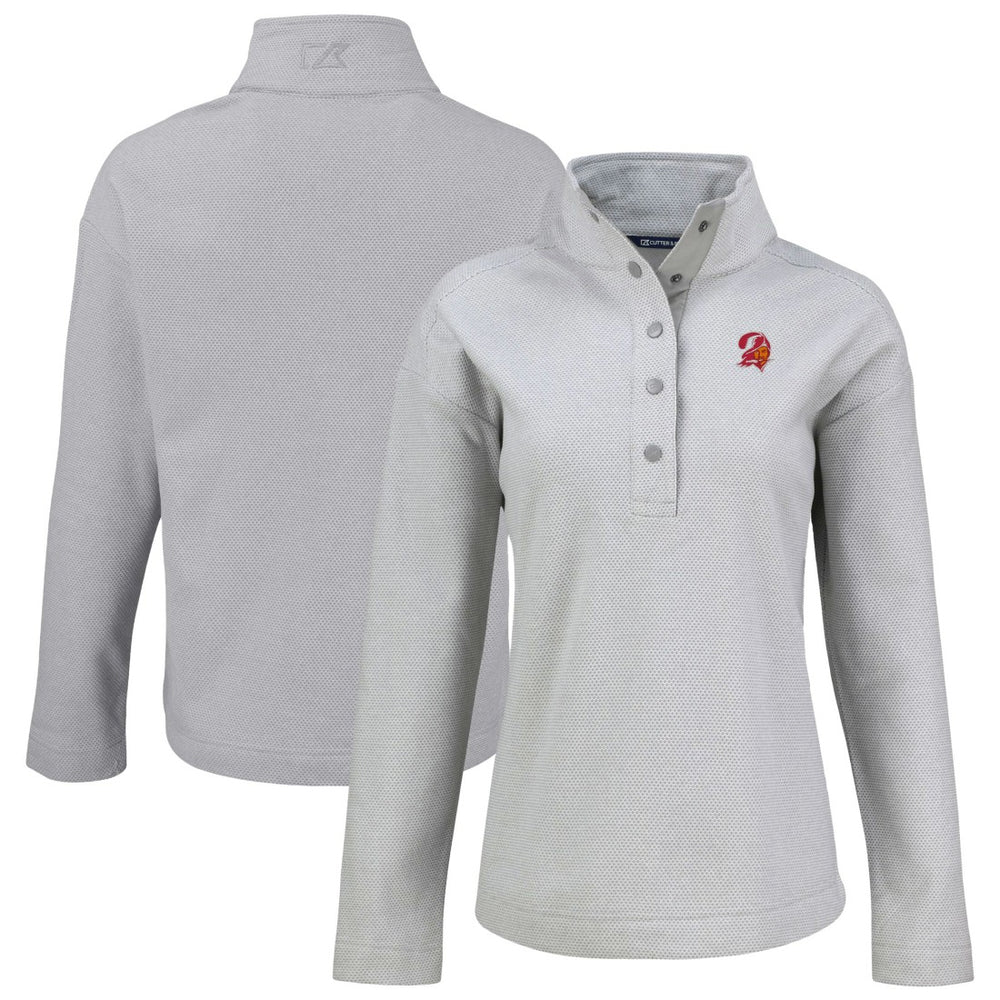 Tampa Bay Buccaneers Cutter & Buck Women's Hunts Point Eco Half-Snap Sweatshirt Gray | NFL