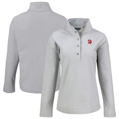 Tampa Bay Buccaneers Cutter & Buck Women's Hunts Point Eco Half-Snap Sweatshirt Gray | NFL