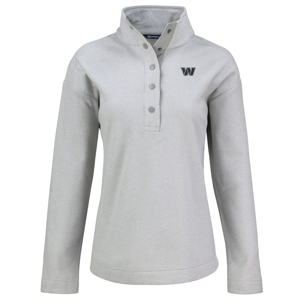 Washington Commanders Cutter & Buck Women's Hunts Point Eco Half-Snap Sweatshirt Gray | NFL