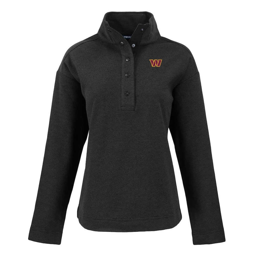 Washington Commanders Cutter & Buck Women's Hunts Point Eco Half-Snap Sweatshirt Black | NFL