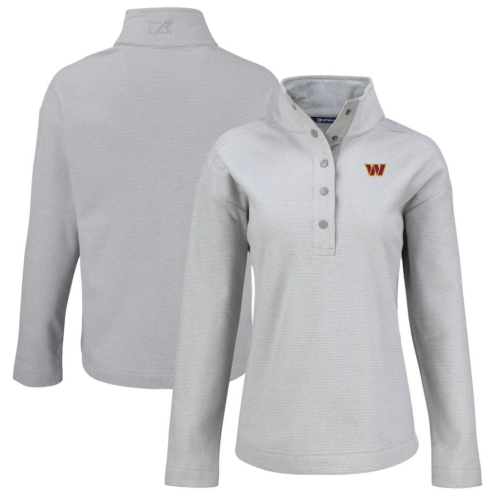 Washington Commanders Cutter & Buck Women's Hunts Point Eco Half-Snap Sweatshirt Gray | NFL