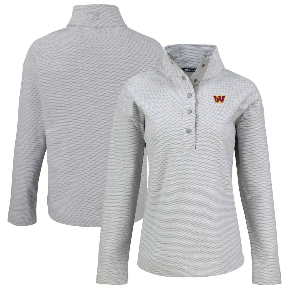 Washington Commanders Cutter & Buck Women's Hunts Point Eco Half-Snap Sweatshirt Gray | NFL