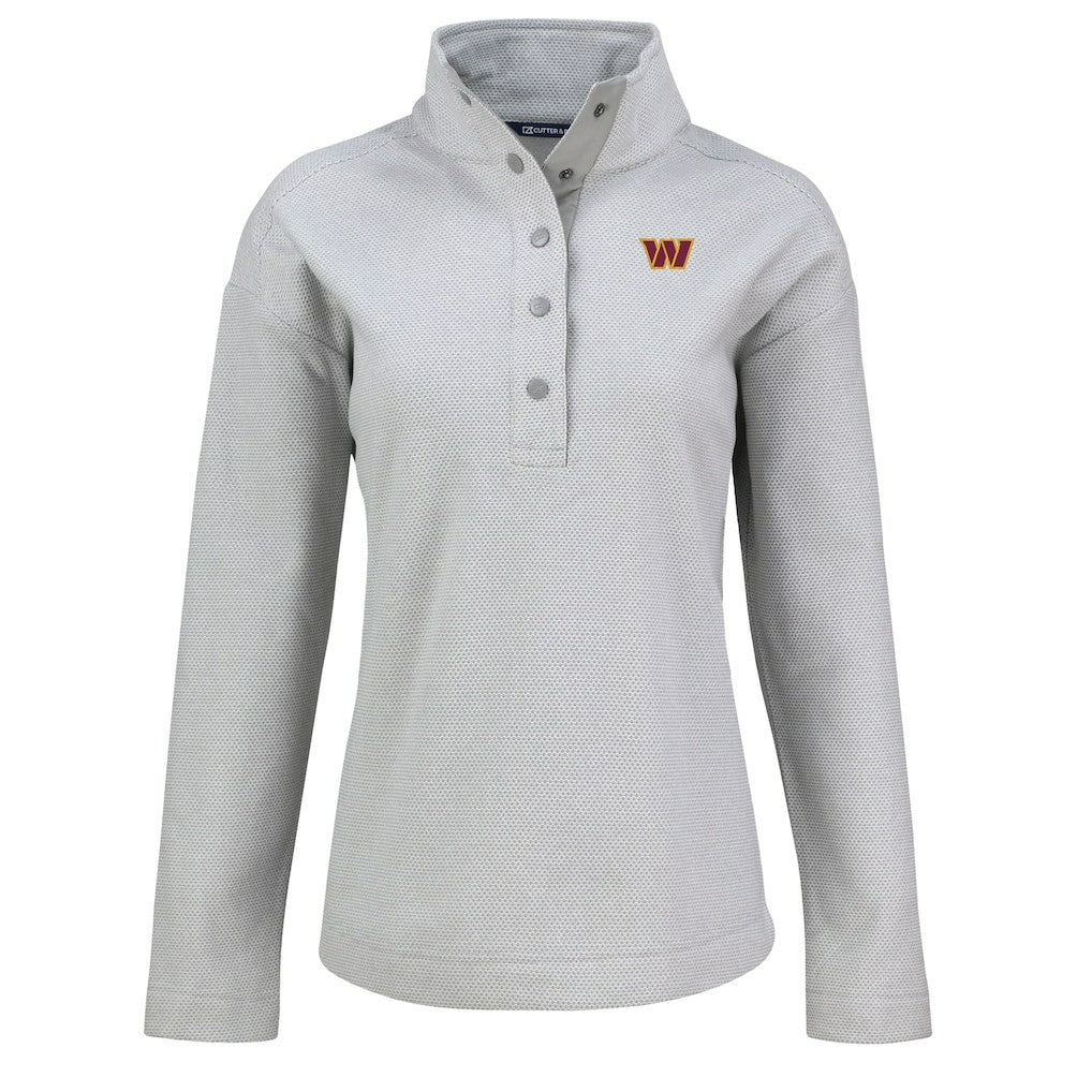 Washington Commanders Cutter & Buck Women's Hunts Point Eco Half-Snap Sweatshirt Gray | NFL