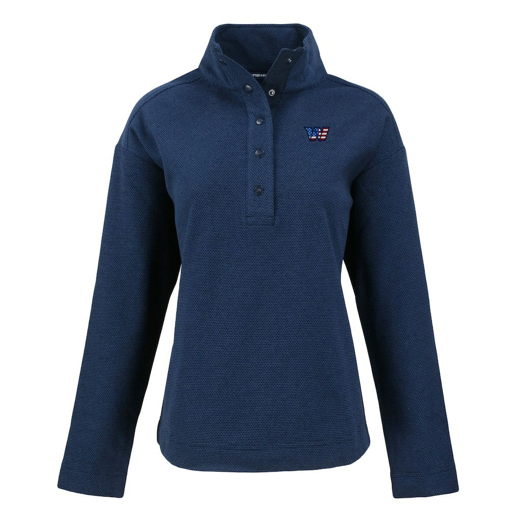 Washington Commanders Cutter & Buck Women's Hunts Point Eco Half-Snap Sweatshirt Navy | NFL