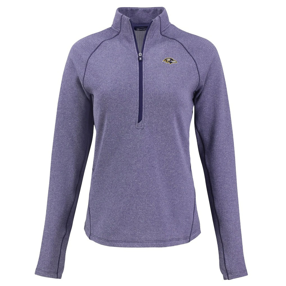 Baltimore Ravens Cutter & Buck Women's Peshastin Eco Fleece Recycled Tri-Blend Raglan Half-Zip Jacket Heather Purple | NFL