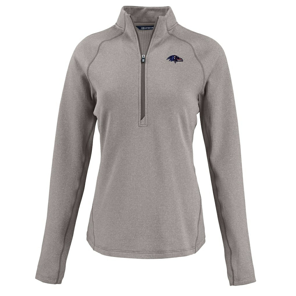 Baltimore Ravens Cutter & Buck Women's Americana Peshastin Eco Fleece Recycled Tri-Blend Raglan Half-Zip Jacket Heather Gray | NFL
