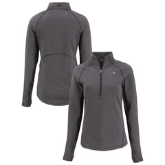 Carolina Panthers Cutter & Buck Women's Peshastin Eco Fleece Recycled Tri-Blend Raglan Half-Zip Jacket Heather Black | NFL