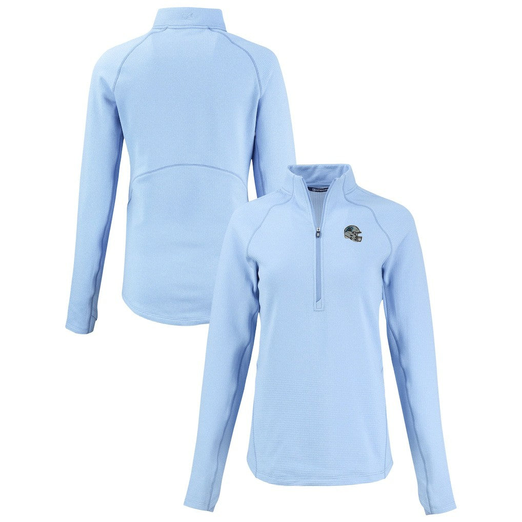Carolina Panthers Cutter & Buck Women's Peshastin Eco Fleece Recycled Tri-Blend Raglan Half-Zip Jacket Heather Light Blue | NFL