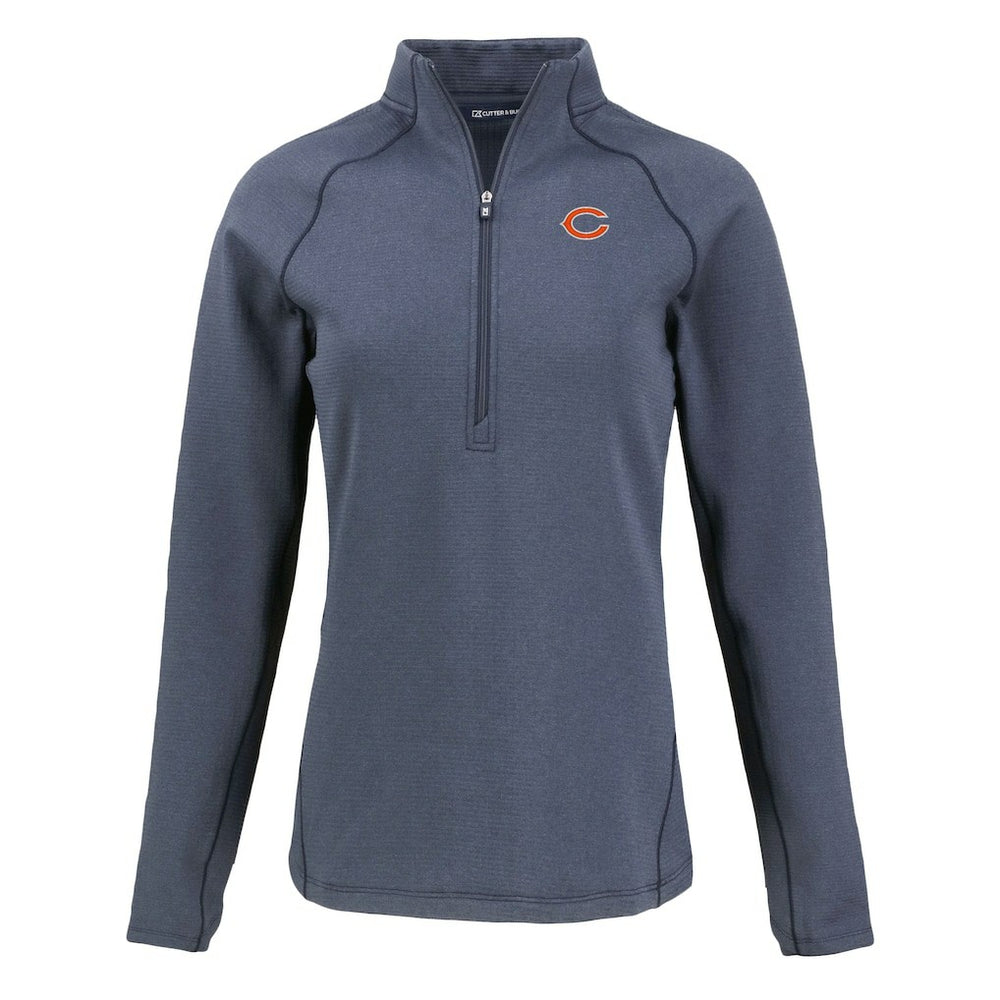 Chicago Bears Cutter & Buck Women's Peshastin Eco Fleece Recycled Tri-Blend Raglan Half-Zip Jacket Heather Navy | NFL