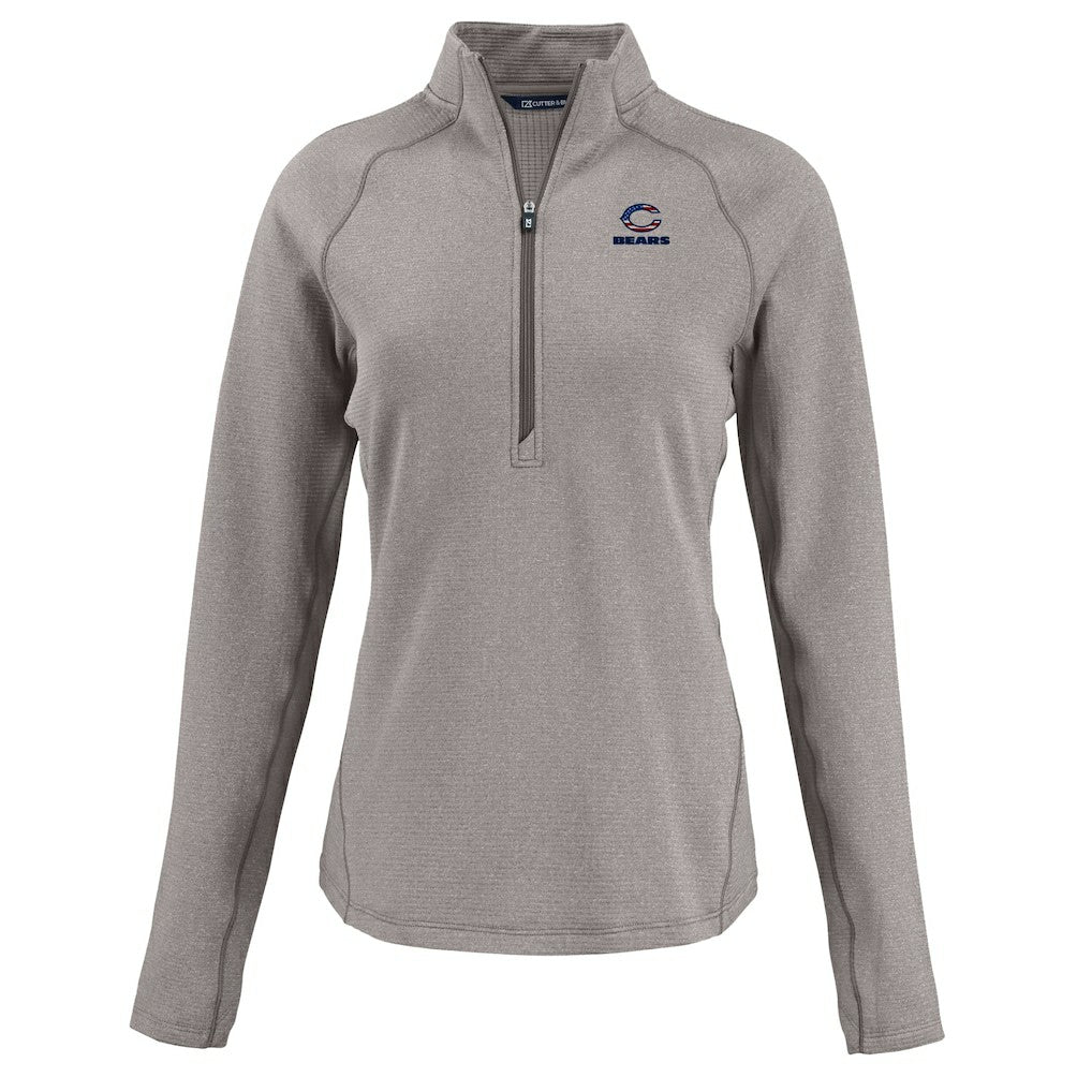 Chicago Bears Cutter & Buck Women's Americana Peshastin Eco Fleece Recycled Tri-Blend Raglan Half-Zip Jacket Heather Gray | NFL
