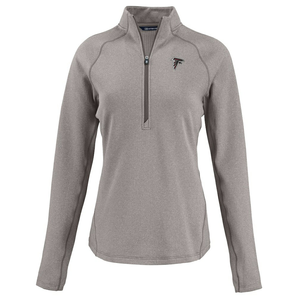 Atlanta Falcons Cutter & Buck Women's Peshastin Eco Fleece Recycled Tri-Blend Raglan Half-Zip Jacket Heather Gray | NFL