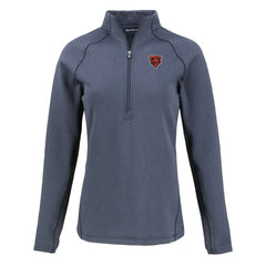 Chicago Bears Cutter & Buck Women's Peshastin Eco Fleece Recycled Tri-Blend Raglan Half-Zip Jacket Heather Navy | NFL