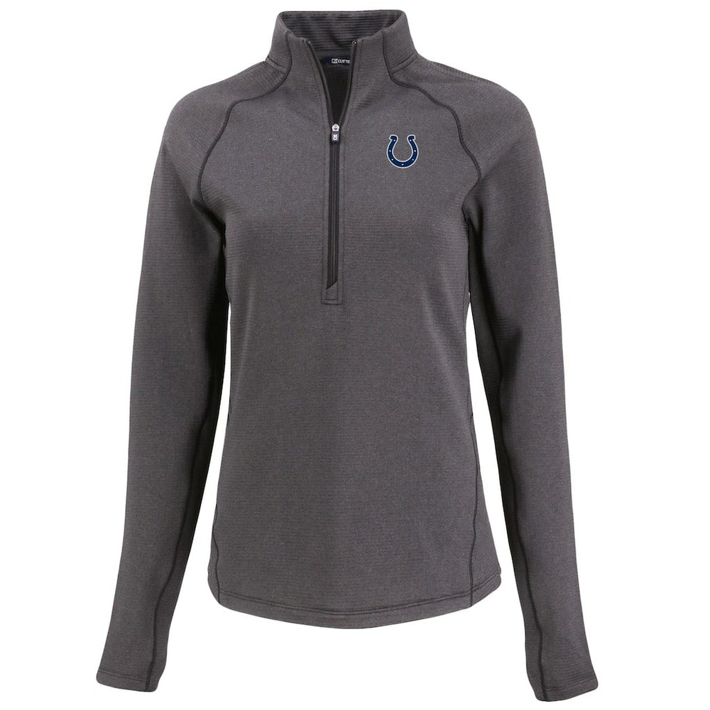 Indianapolis Colts Cutter & Buck Women's Peshastin Eco Fleece Recycled Tri-Blend Raglan Half-Zip Jacket Heather Black | NFL