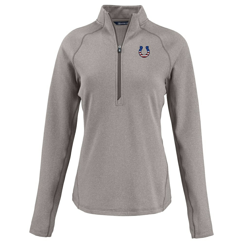 Indianapolis Colts Cutter & Buck Women's Americana Peshastin Eco Fleece Recycled Tri-Blend Raglan Half-Zip Jacket Heather Gray | NFL