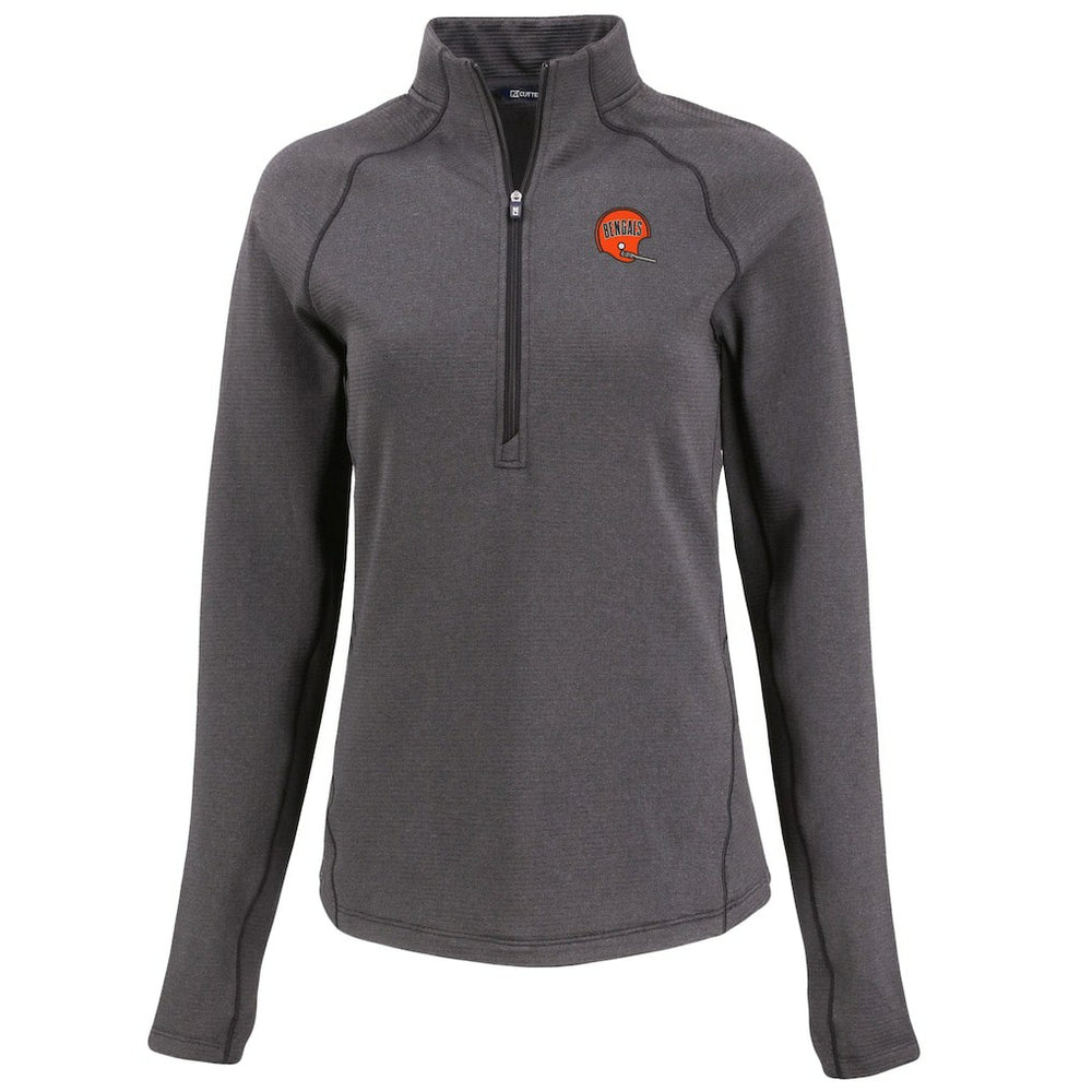 Cincinnati Bengals Cutter & Buck Women's Peshastin Eco Fleece Recycled Tri-Blend Raglan Half-Zip Jacket Heather Black | NFL