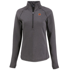 Cincinnati Bengals Cutter & Buck Women's Peshastin Eco Fleece Recycled Tri-Blend Raglan Half-Zip Jacket Heather Black | NFL
