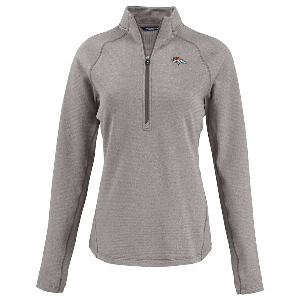 Denver Broncos Cutter & Buck Women's Peshastin Eco Fleece Recycled Tri-Blend Raglan Half-Zip Jacket Heather Gray | NFL