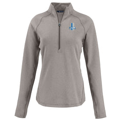 Detroit Lions Cutter & Buck Women's Peshastin Eco Fleece Recycled Tri-Blend Raglan Half-Zip Jacket Heather Gray | NFL