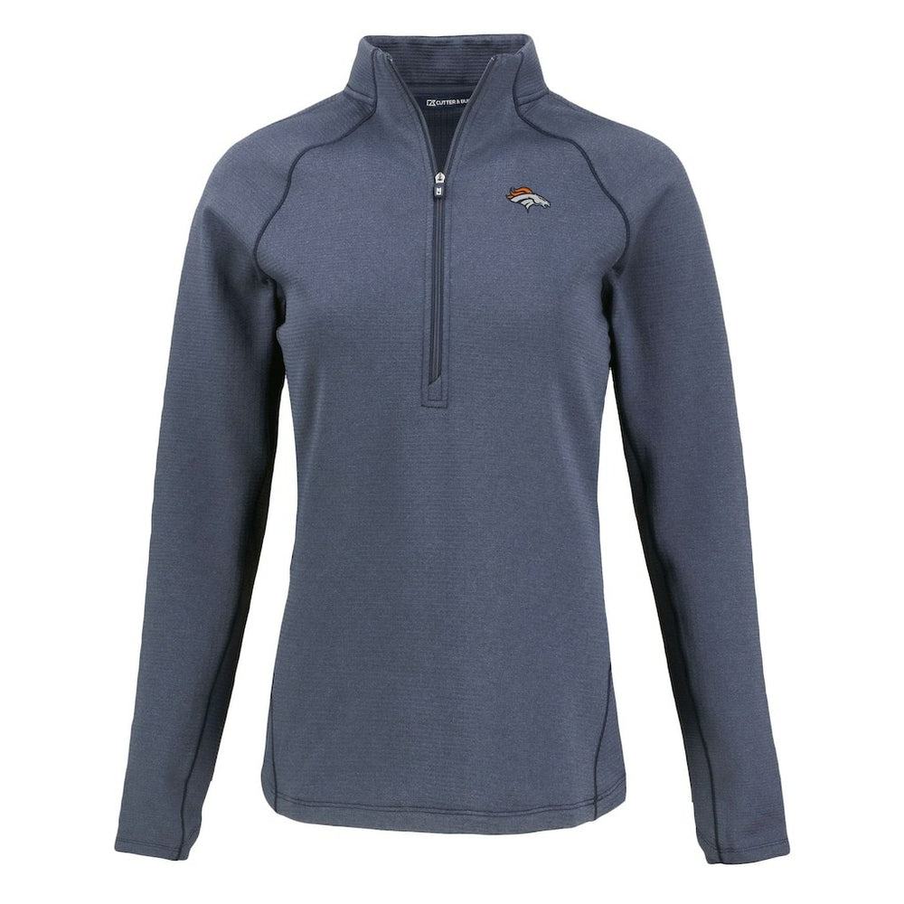 Denver Broncos Cutter & Buck Women's Peshastin Eco Fleece Recycled Tri-Blend Raglan Half-Zip Jacket Heather Navy | NFL