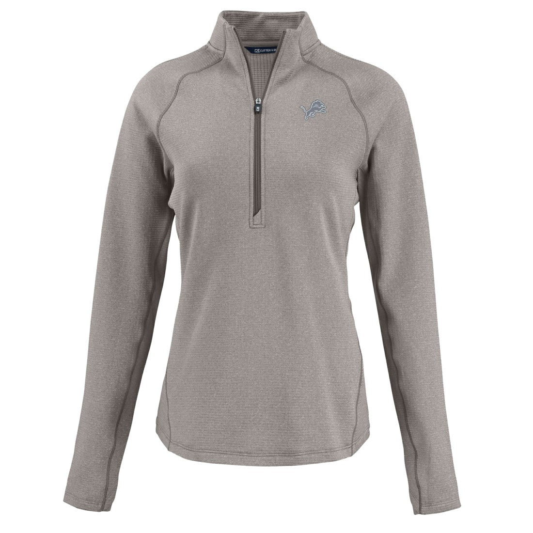 Detroit Lions Cutter & Buck Women's Peshastin Eco Fleece Recycled Tri-Blend Raglan Half-Zip Jacket Heather Gray | NFL