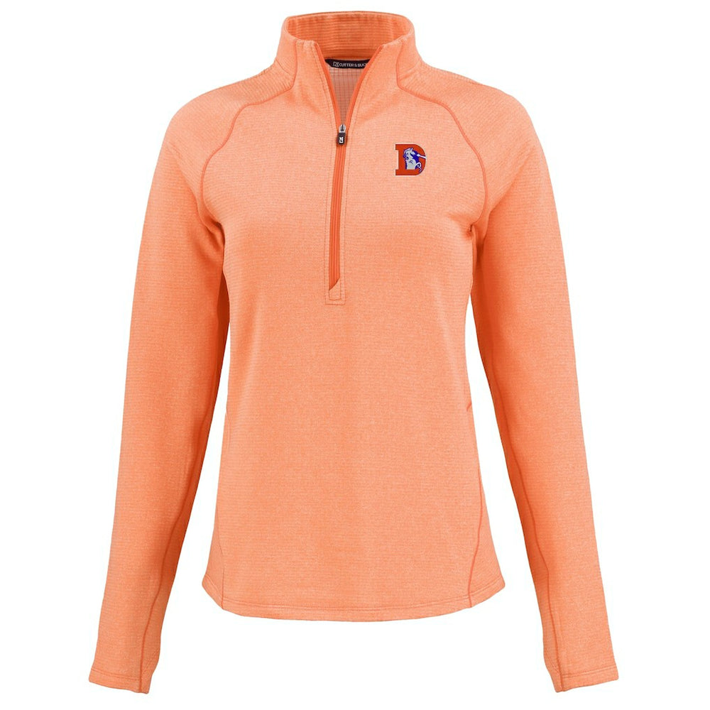 Denver Broncos Cutter & Buck Women's Peshastin Eco Fleece Recycled Tri-Blend Raglan Half-Zip Jacket Heather Orange | NFL