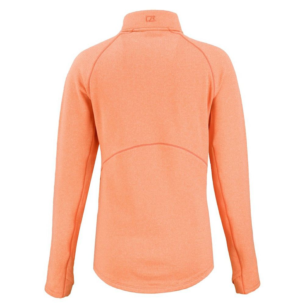 Denver Broncos Cutter & Buck Women's Peshastin Eco Fleece Recycled Tri-Blend Raglan Half-Zip Jacket Heather Orange | NFL
