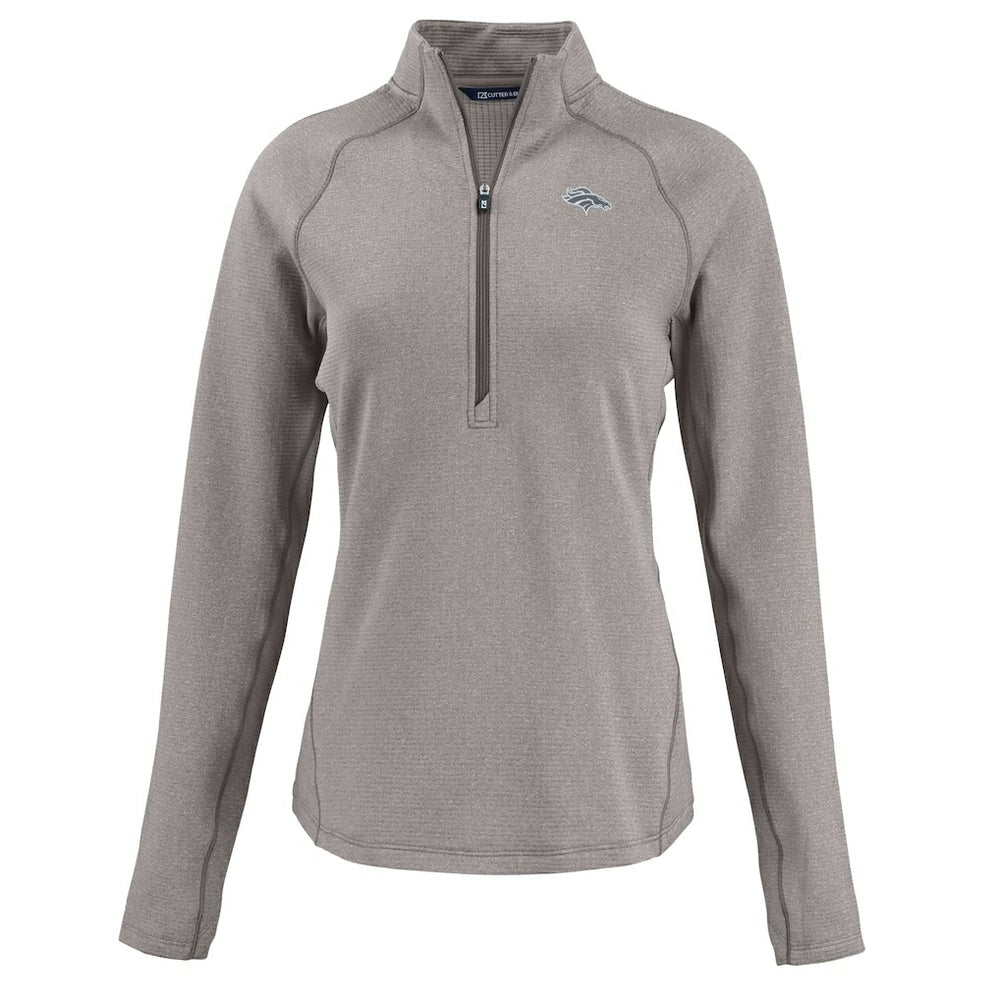 Denver Broncos Cutter & Buck Women's Peshastin Eco Fleece Recycled Tri-Blend Raglan Half-Zip Jacket Heather Gray | NFL