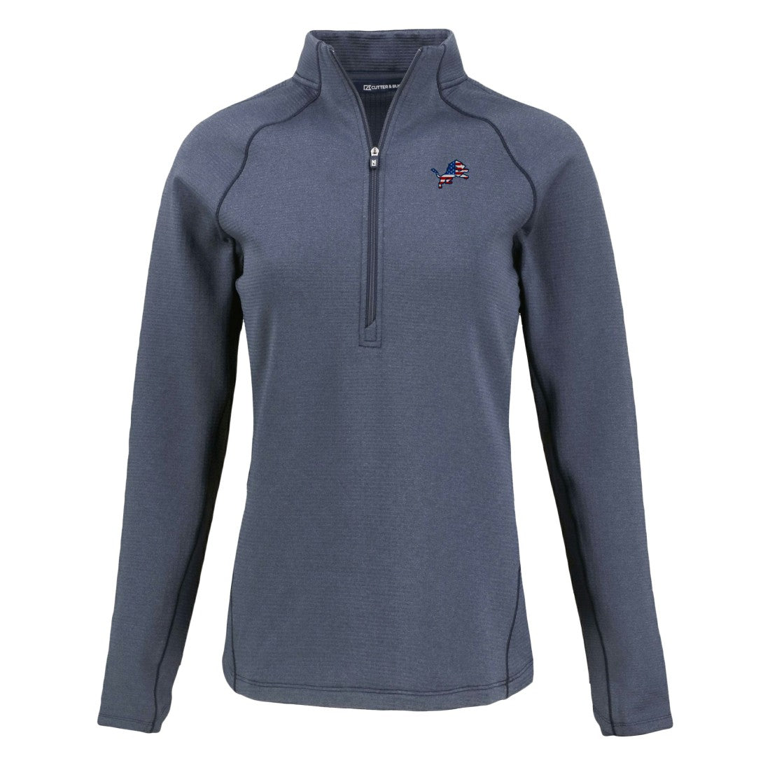 Detroit Lions Cutter & Buck Women's Americana Peshastin Eco Fleece Recycled Tri-Blend Raglan Half-Zip Jacket Heather Navy | NFL
