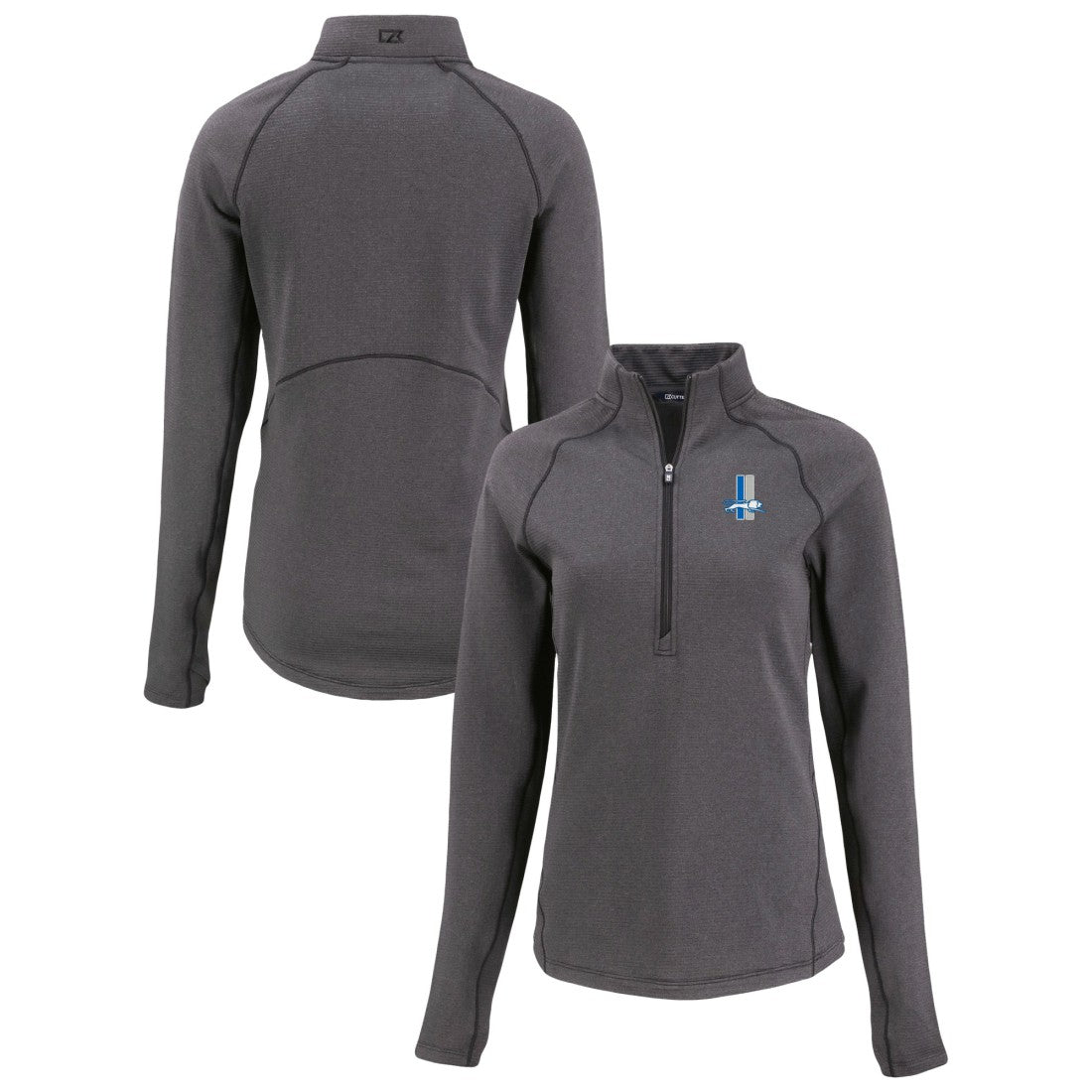 Detroit Lions Cutter & Buck Women's Peshastin Eco Fleece Recycled Tri-Blend Raglan Half-Zip Jacket Heather Black | NFL