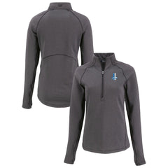 Detroit Lions Cutter & Buck Women's Peshastin Eco Fleece Recycled Tri-Blend Raglan Half-Zip Jacket Heather Black | NFL