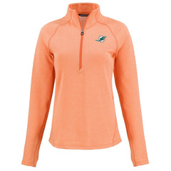 Miami Dolphins Cutter & Buck Women's Peshastin Eco Fleece Recycled Tri-Blend Raglan Half-Zip Jacket Heather Orange | NFL