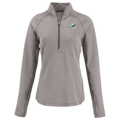 Miami Dolphins Cutter & Buck Women's Peshastin Eco Fleece Recycled Tri-Blend Raglan Half-Zip Jacket Heather Gray | NFL