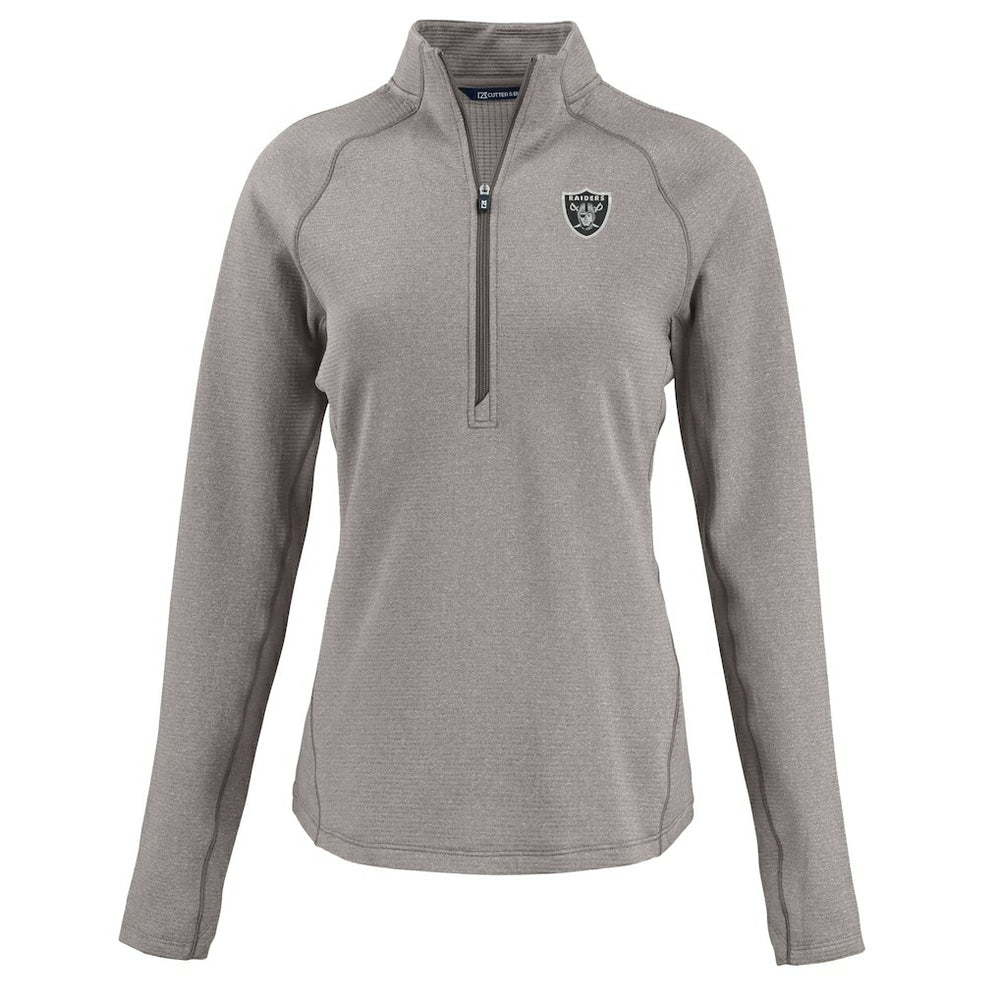 Las Vegas Raiders Cutter & Buck Women's Peshastin Eco Fleece Recycled Tri-Blend Raglan Half-Zip Jacket Heather Gray | NFL