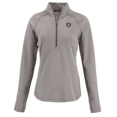 Las Vegas Raiders Cutter & Buck Women's Peshastin Eco Fleece Recycled Tri-Blend Raglan Half-Zip Jacket Heather Gray | NFL