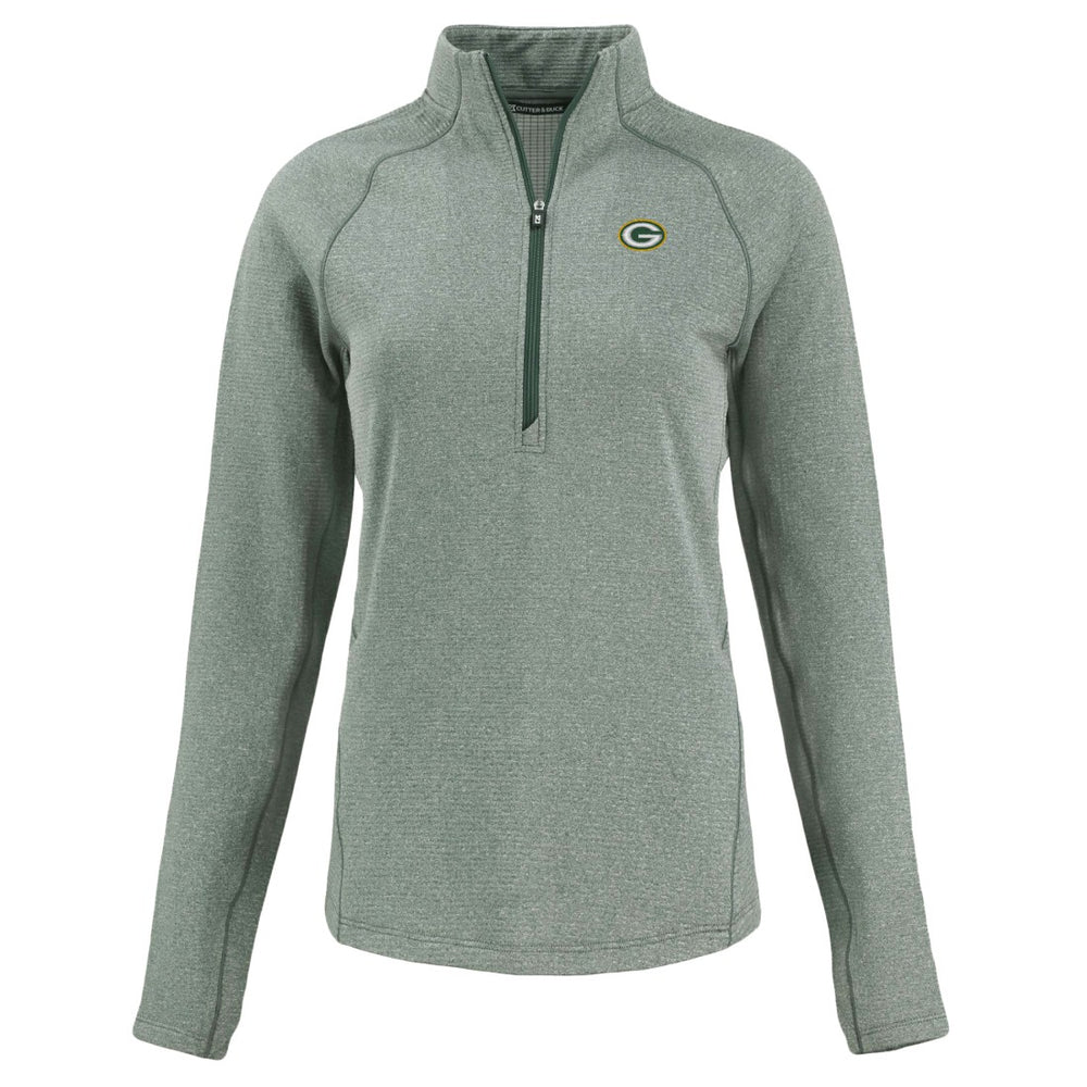 Green Bay Packers Cutter & Buck Women's Peshastin Eco Fleece Recycled Tri-Blend Raglan Half-Zip Jacket Heather Green | NFL