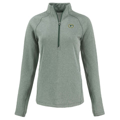 Green Bay Packers Cutter & Buck Women's Peshastin Eco Fleece Recycled Tri-Blend Raglan Half-Zip Jacket Heather Green | NFL