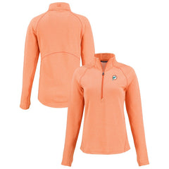Miami Dolphins Cutter & Buck Women's Peshastin Eco Fleece Recycled Tri-Blend Raglan Half-Zip Jacket Heather Orange | NFL