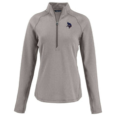 Minnesota Vikings Cutter & Buck Women's Americana Peshastin Eco Fleece Recycled Tri-Blend Raglan Half-Zip Jacket Heather Gray | NFL