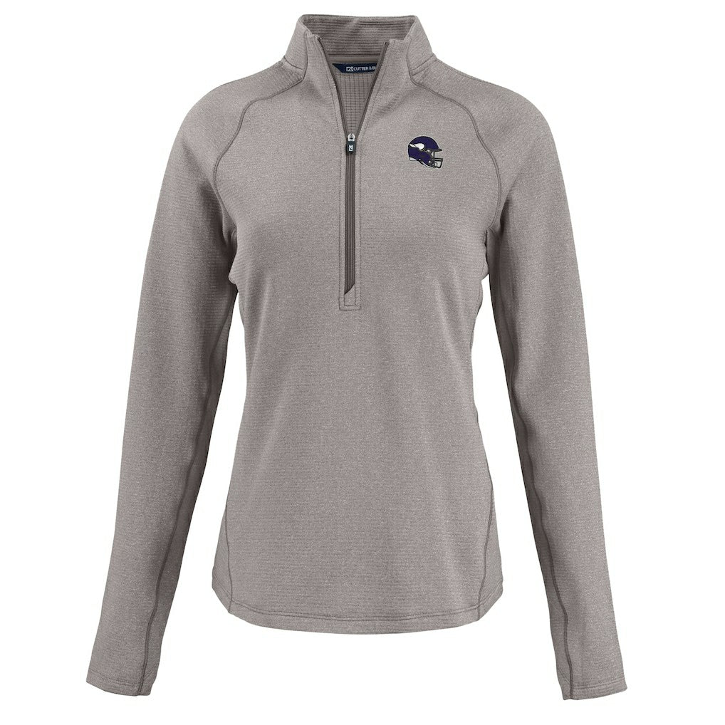 Minnesota Vikings Cutter & Buck Women's Peshastin Eco Fleece Recycled Tri-Blend Raglan Half-Zip Jacket Heather Gray | NFL