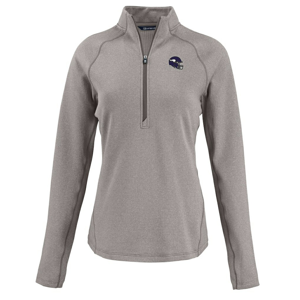 Minnesota Vikings Cutter & Buck Women's Peshastin Eco Fleece Recycled Tri-Blend Raglan Half-Zip Jacket Heather Gray | NFL