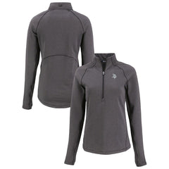 Minnesota Vikings Cutter & Buck Women's Peshastin Eco Fleece Recycled Tri-Blend Raglan Half-Zip Jacket Heather Black | NFL
