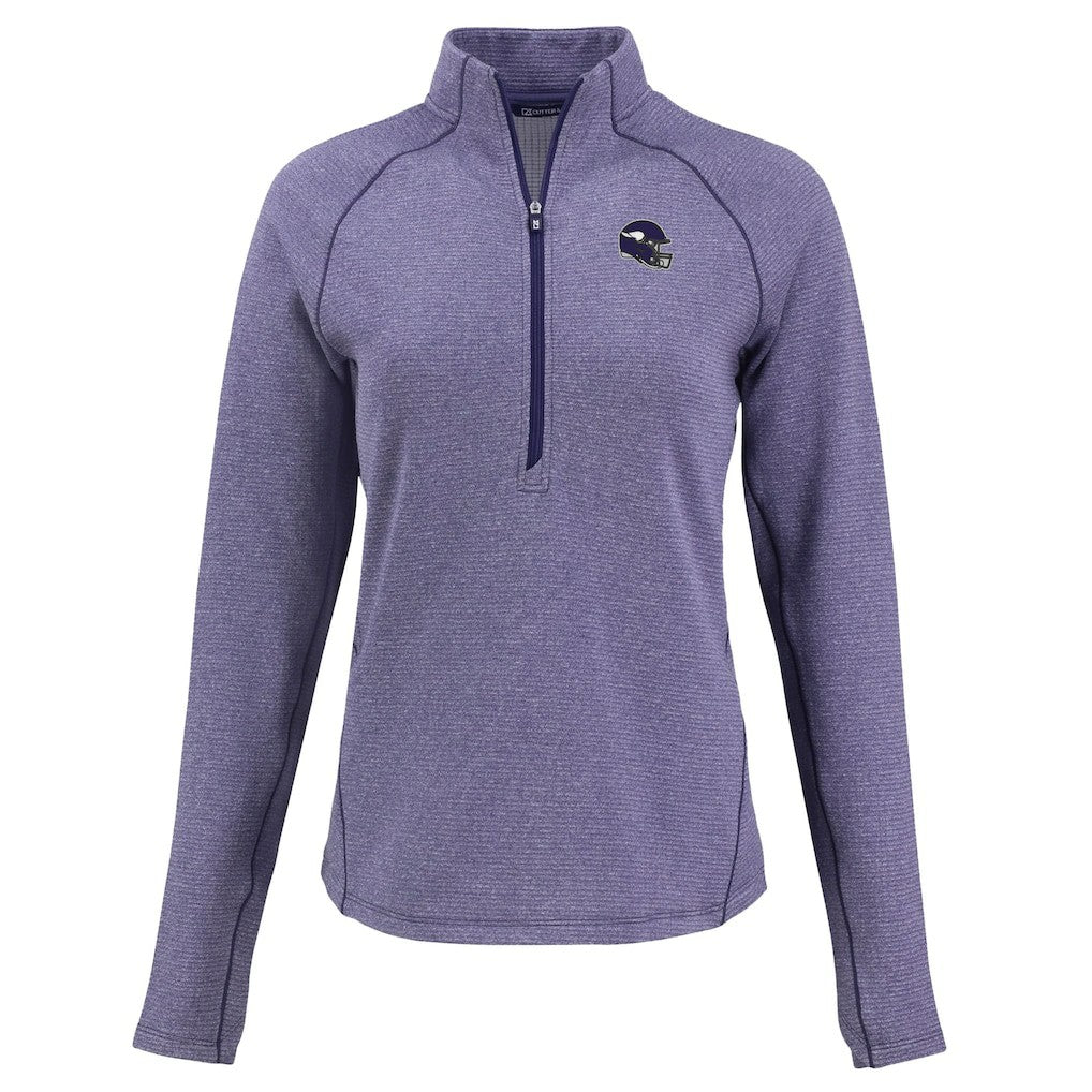 Minnesota Vikings Cutter & Buck Women's Peshastin Eco Fleece Recycled Tri-Blend Raglan Half-Zip Jacket Heather Purple | NFL