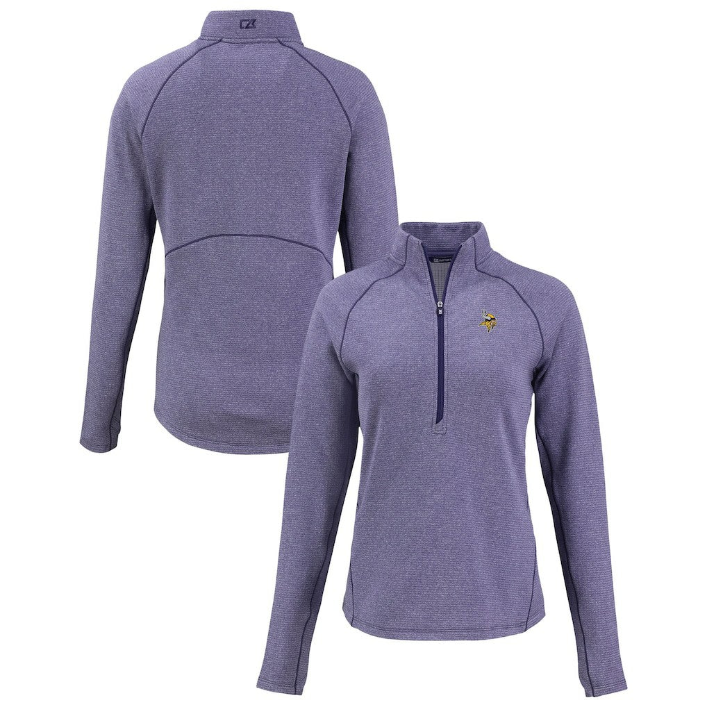 Minnesota Vikings Cutter & Buck Women's Peshastin Eco Fleece Recycled Tri-Blend Raglan Half-Zip Jacket Heather Purple | NFL