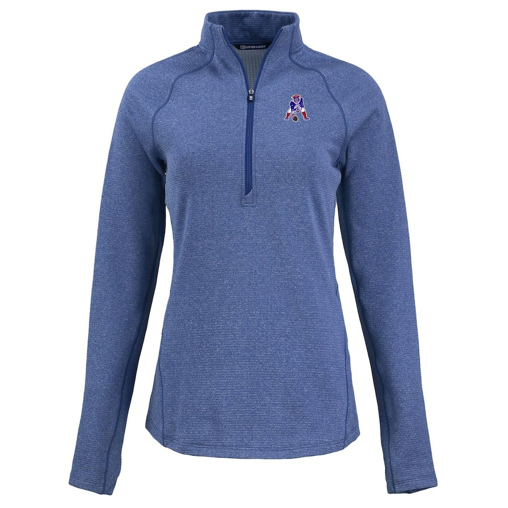 New England Patriots Cutter & Buck Women's Peshastin Eco Fleece Recycled Tri-Blend Raglan Half-Zip Jacket Heather Royal | NFL