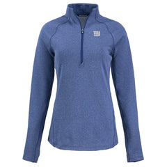 New York Giants Cutter & Buck Women's Peshastin Eco Fleece Recycled Tri-Blend Raglan Half-Zip Jacket Heather Royal | NFL