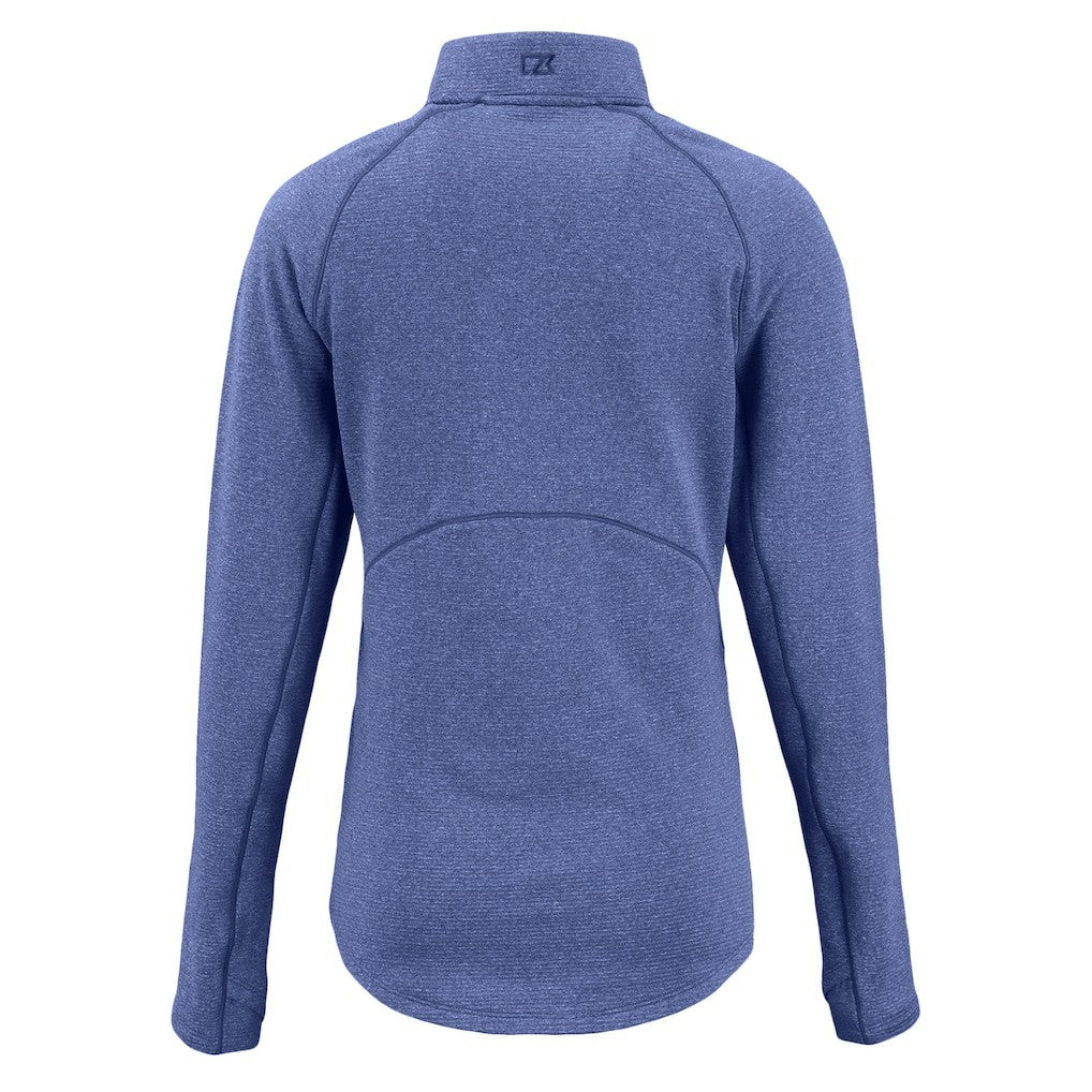 New York Giants Cutter & Buck Women's Peshastin Eco Fleece Recycled Tri-Blend Raglan Half-Zip Jacket Heather Royal | NFL